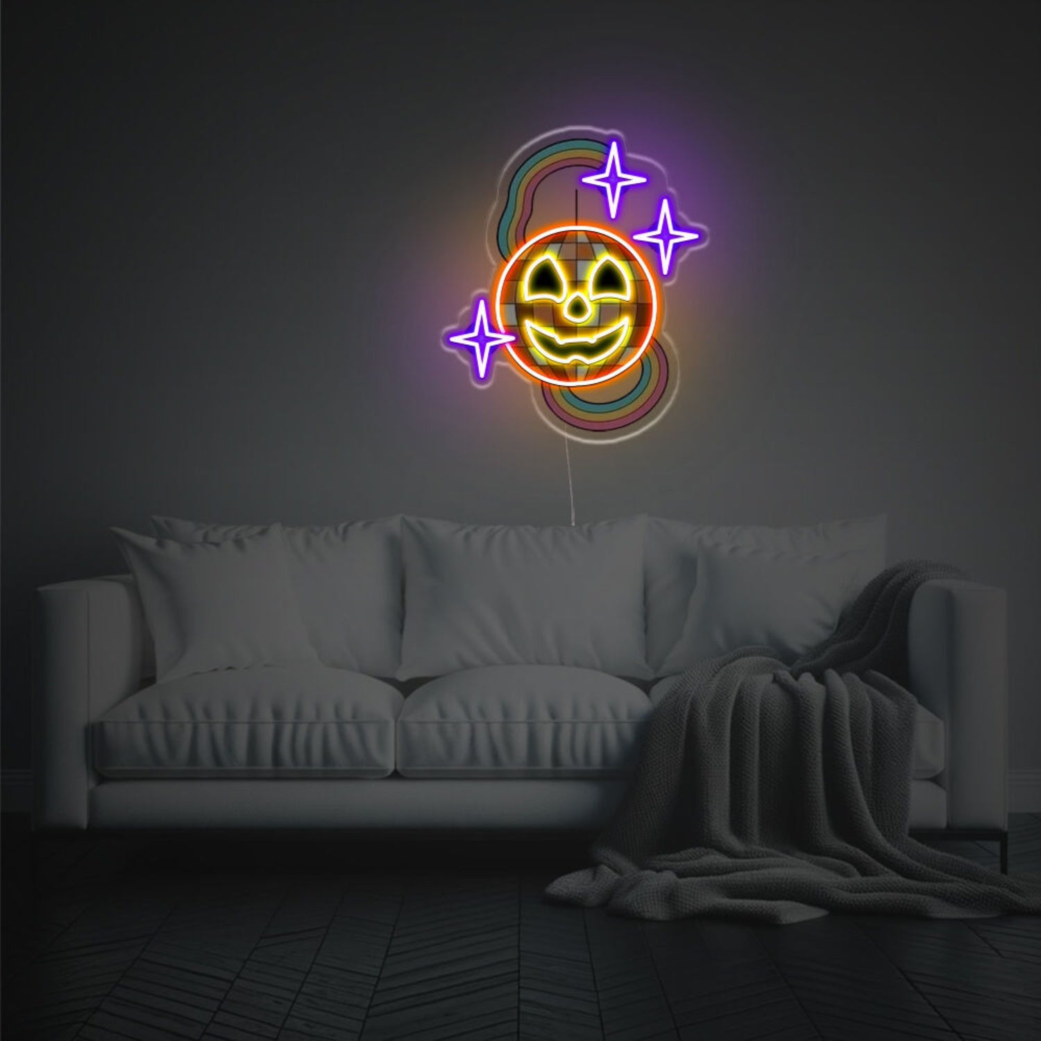 Halloween Pumpkin With Rainbow Led Neon Acrylic Artwork | Shineneon
