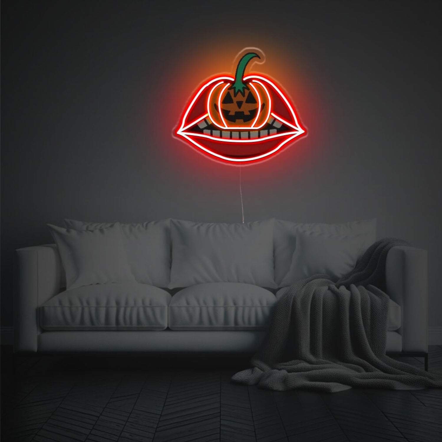 Halloween Punkin In Mouth Led Neon Acrylic Artwork | Shineneon