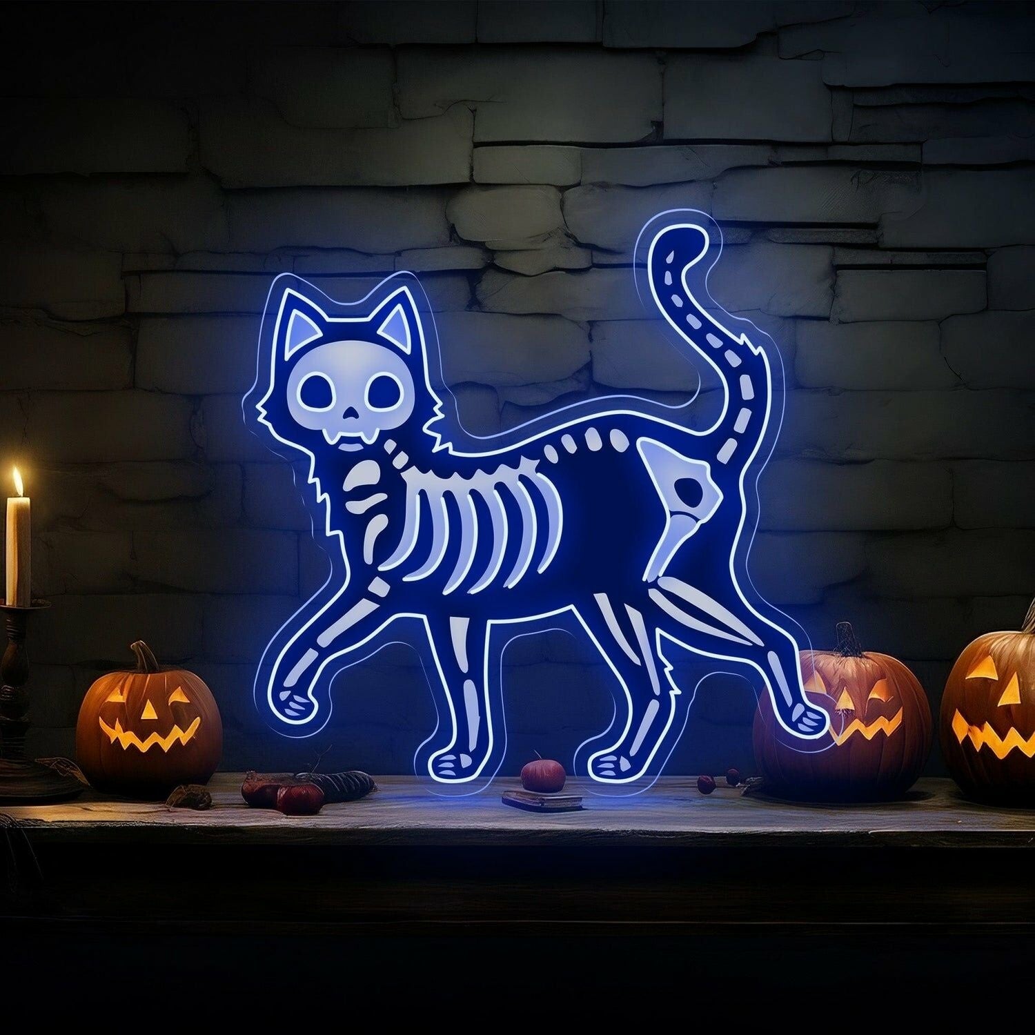 Halloween Skeleton Cat Led Neon Sign | Shineneon
