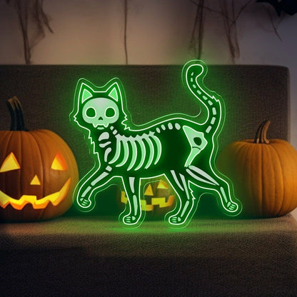 Halloween Skeleton Cat Led Neon Sign | Shineneon