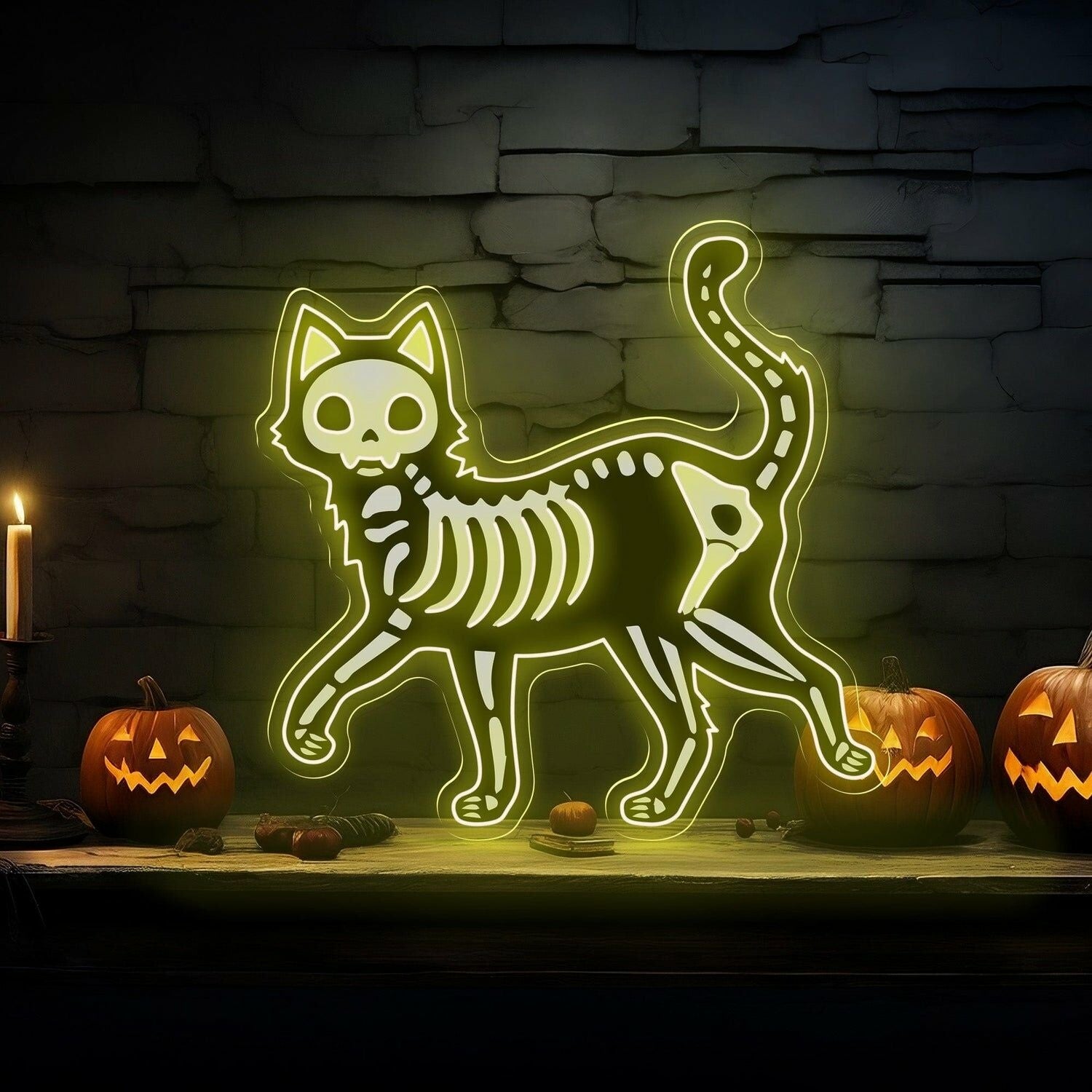 Halloween Skeleton Cat Led Neon Sign | Shineneon