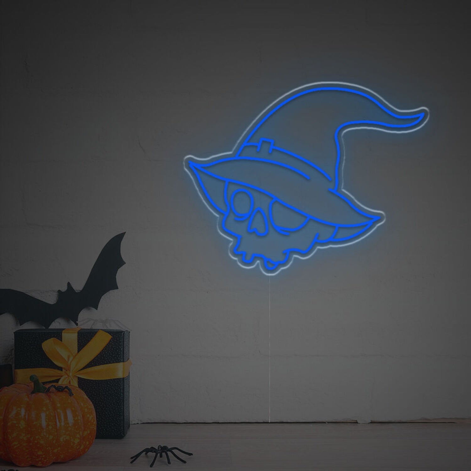 Halloween Skull Head With Magic Hat Led Neon Sign | Shineneon