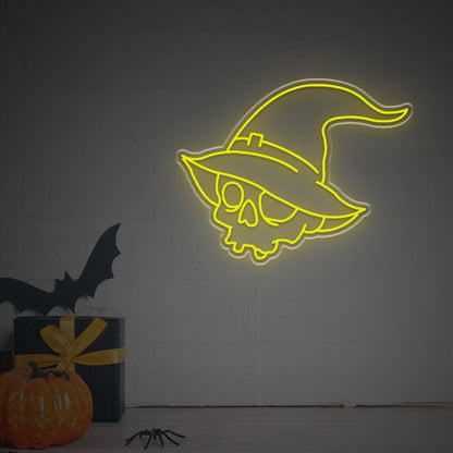 Halloween Skull Head With Magic Hat Led Neon Sign | Shineneon