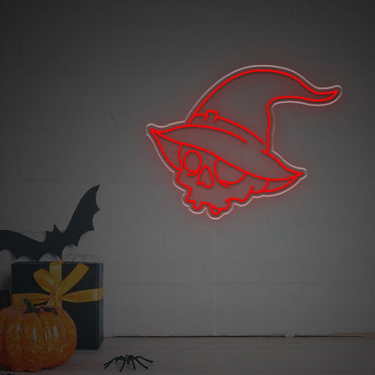 Halloween Skull Head With Magic Hat Led Neon Sign | Shineneon