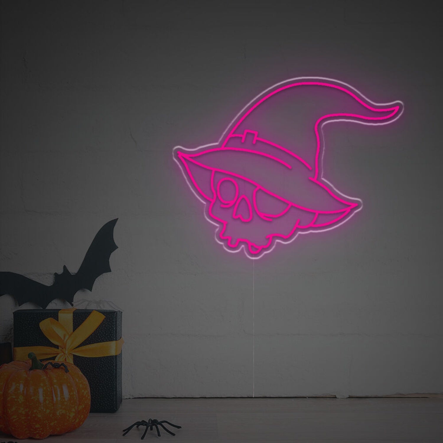 Halloween Skull Head With Magic Hat Led Neon Sign | Shineneon