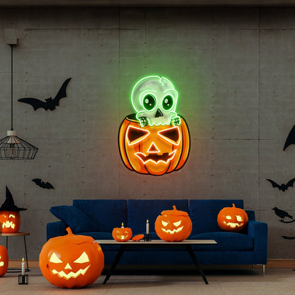 Halloween Skull Pumpkin Cute Neon Acrylic Artwork | Shineneon