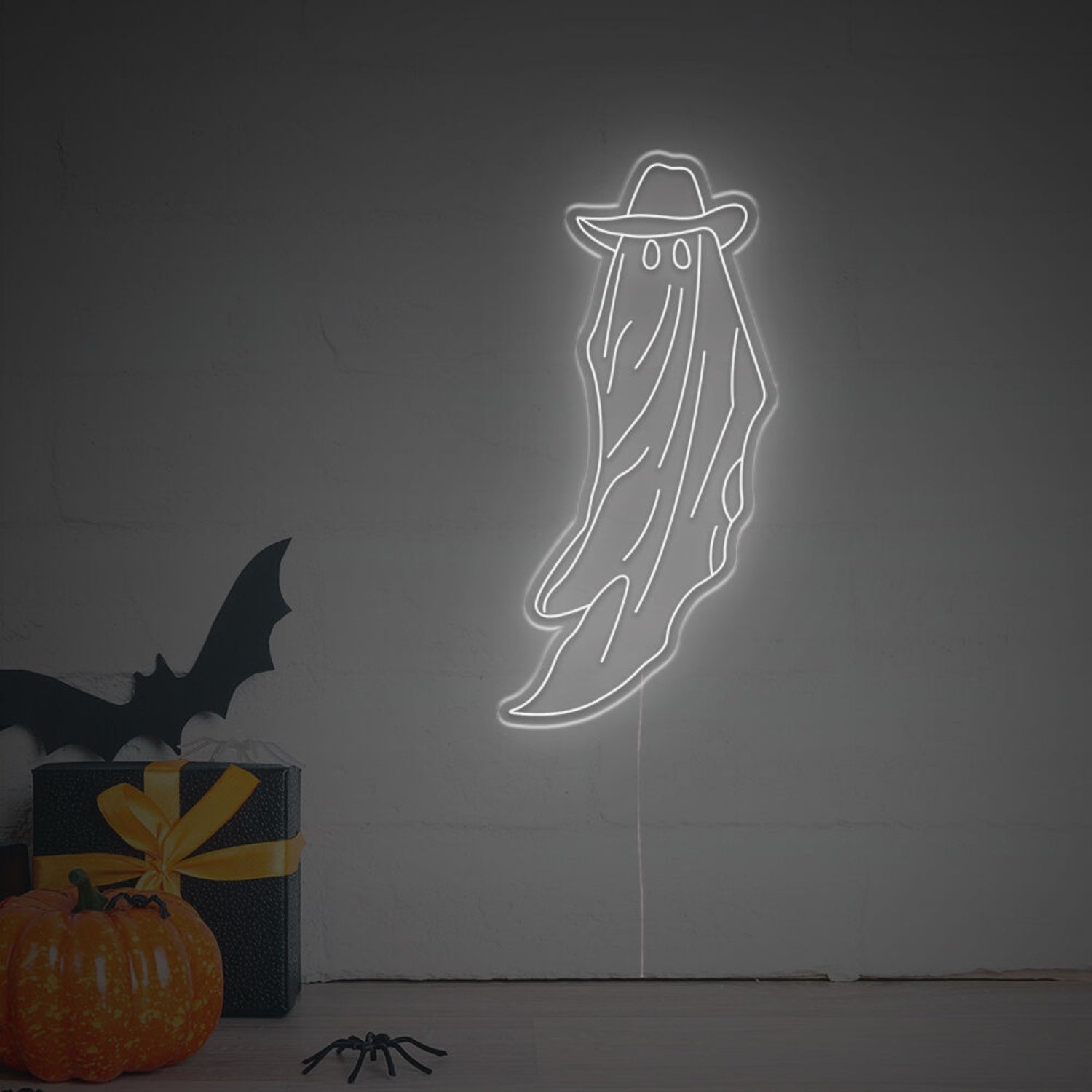 Halloween Tall Ghost With Hat Led Neon Sign | Shineneon