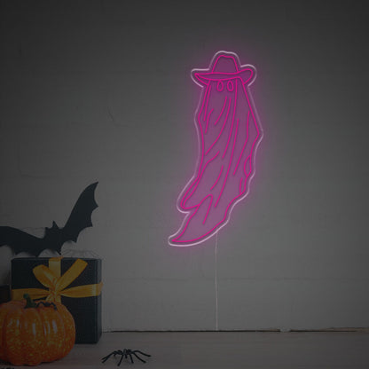 Halloween Tall Ghost With Hat Led Neon Sign | Shineneon
