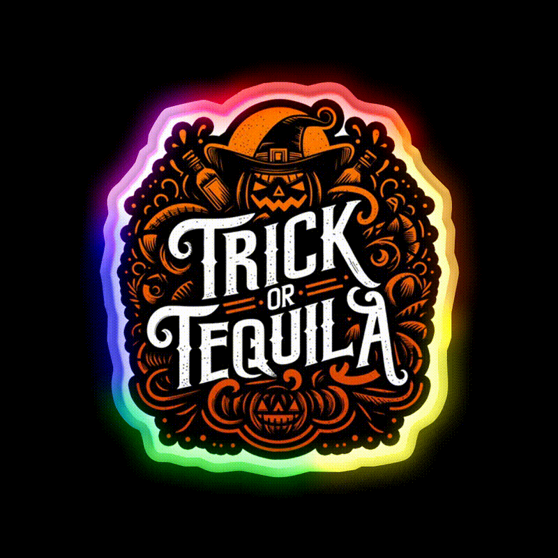 Halloween Trick Or Tequila Party Drink Tequila Led Neon Sign Rgb Color - LED neon sign close-up detail