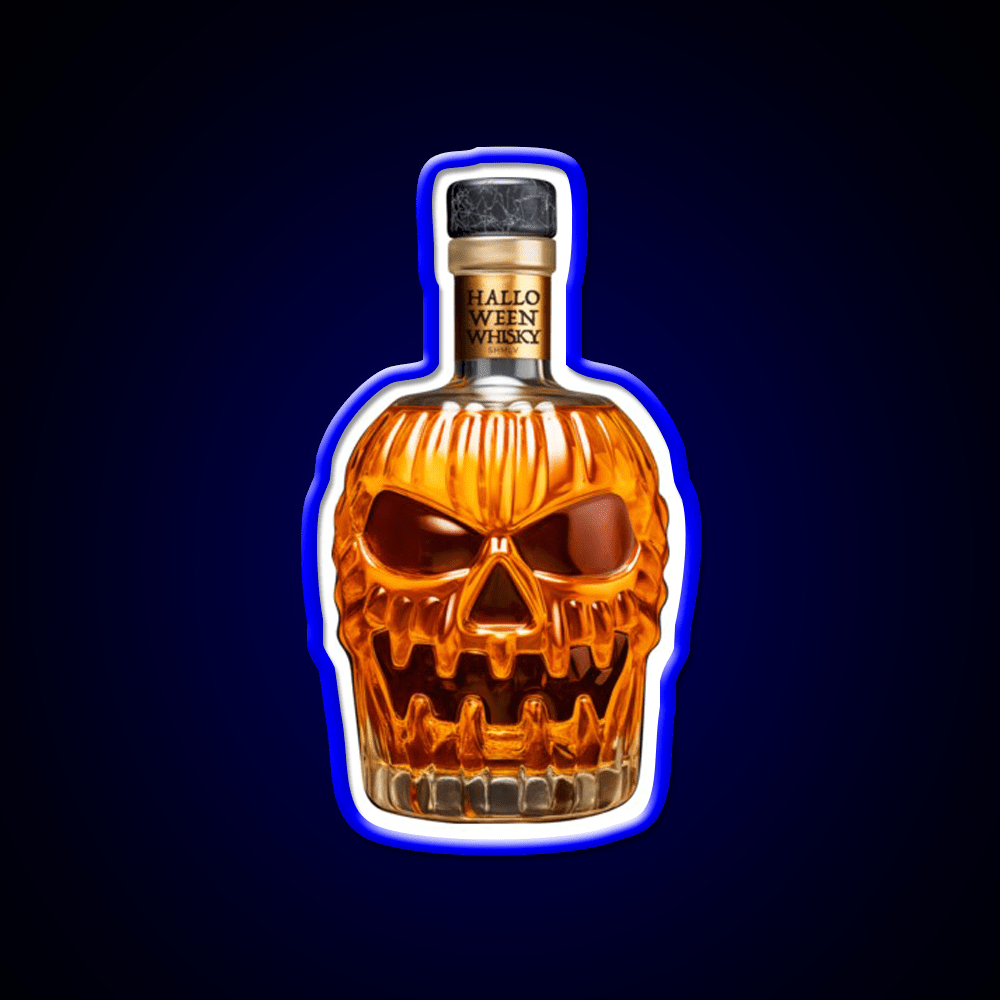 Halloween Whisky Pumpkin Bottle Whiskey Drink Bar Led Neon Sign Rgb Color - Shineneon