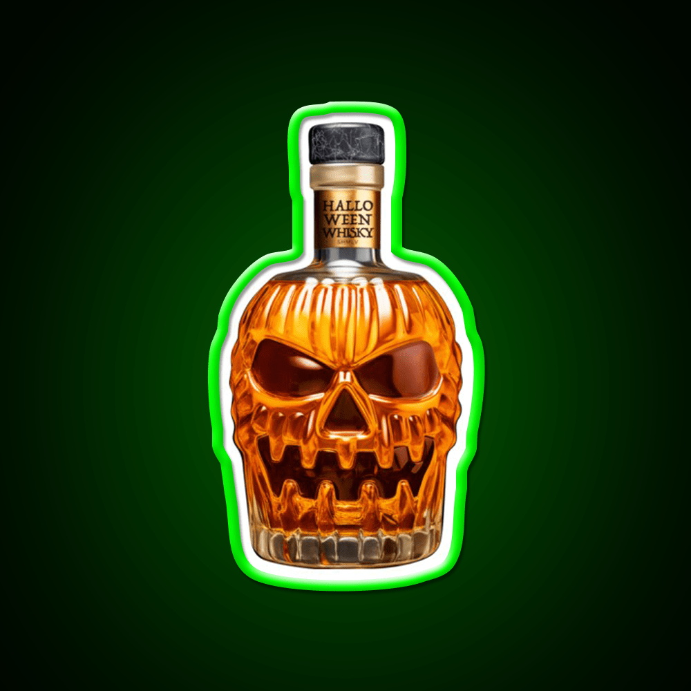 Halloween Whisky Pumpkin Bottle Whiskey Drink Bar Led Neon Sign Rgb Color - Shineneon