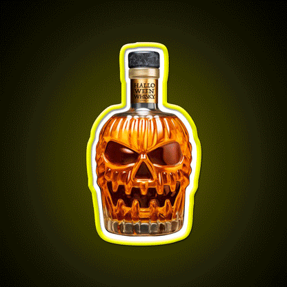 Halloween Whisky Pumpkin Bottle Whiskey Drink Bar Led Neon Sign Rgb Color - Custom LED neon sign front view