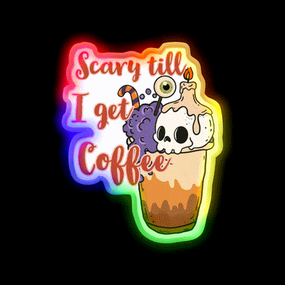 Halloween With Coffee Vibes Cafe Led Neon Sign Espresso Bar Art Rgb Color