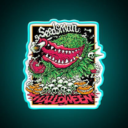 Halloweens Carnivore Seeds Hemp Inspired Green Leaf Led Neon Sign Rgb Color - Size and dimension reference