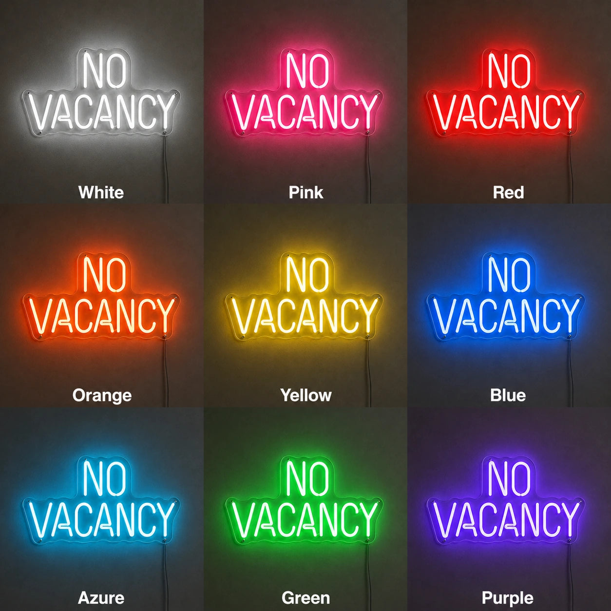 Hallway No Vacancy Neon Sign LED Neon Sign color grid
