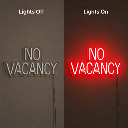 Hallway No Vacancy Neon Sign LED Neon Sign day and night comparison