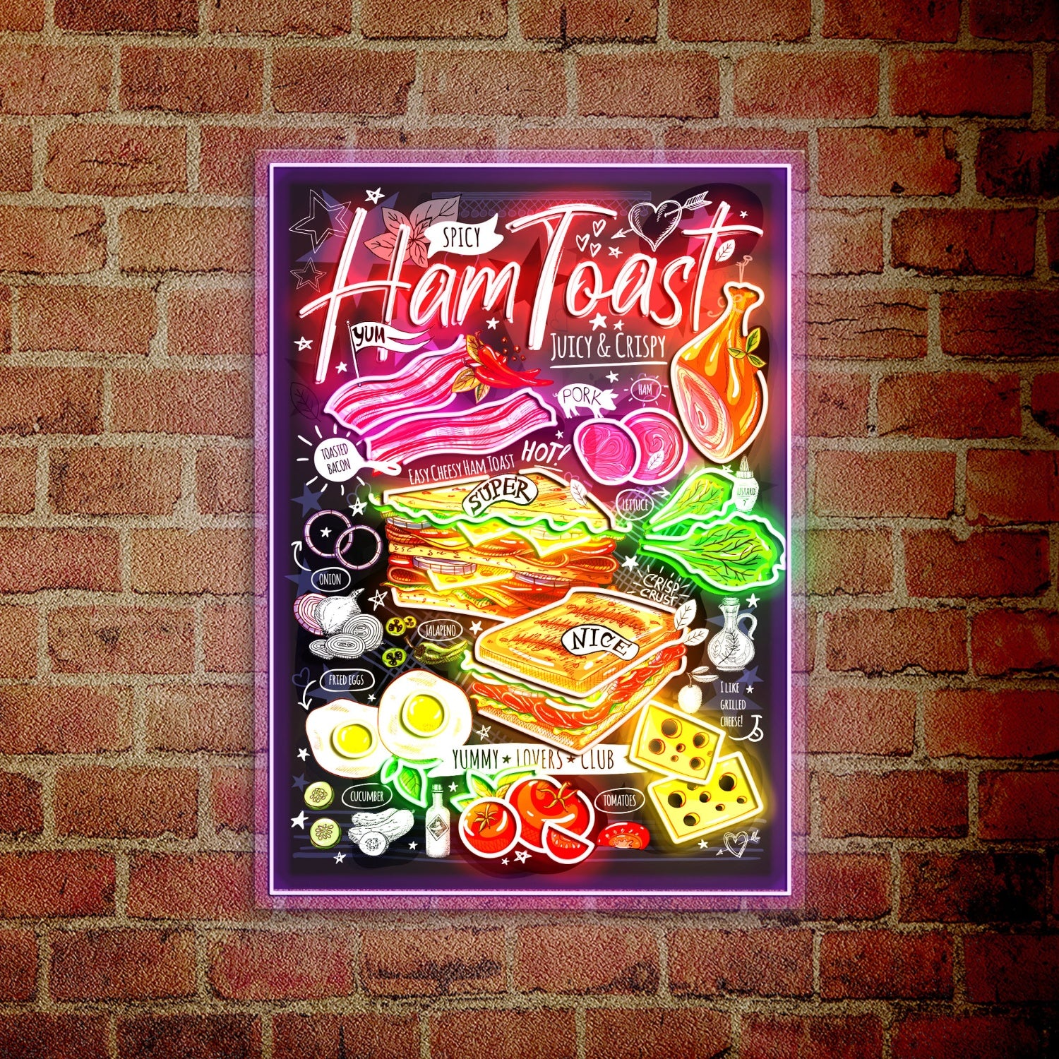 Ham Toast Fast Food Menu Acrylic Led Sign | Shineneon