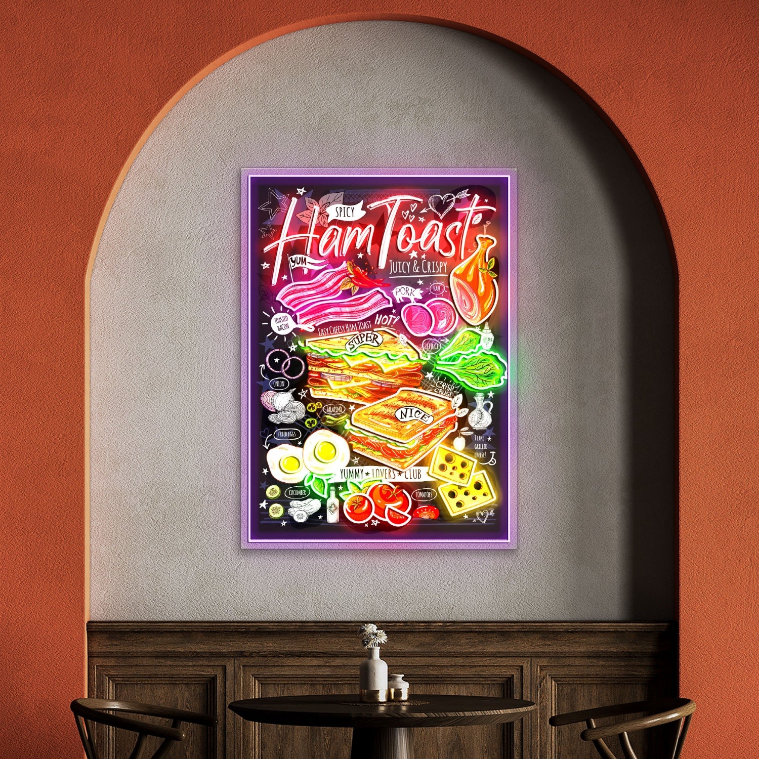Ham Toast Fast Food Menu Acrylic Led Sign | Shineneon