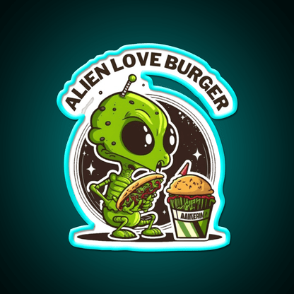 Hamburger Alien Love Burger Fast Food Led Neon Sign For Burger Place Rgb Color - Shineneon