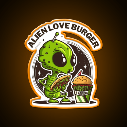 Hamburger Alien Love Burger Fast Food Led Neon Sign For Burger Place Rgb Color - Shineneon