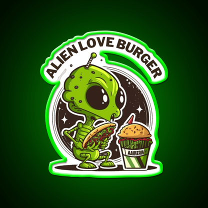 Hamburger Alien Love Burger Fast Food Led Neon Sign For Burger Place Rgb Color - Shineneon
