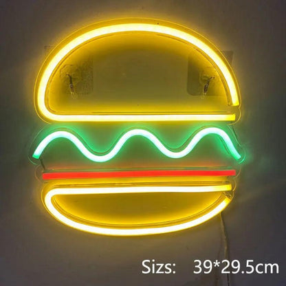 Hamburger Colorful Layers Led Neon Sign Diner Wall Art - Shineneon