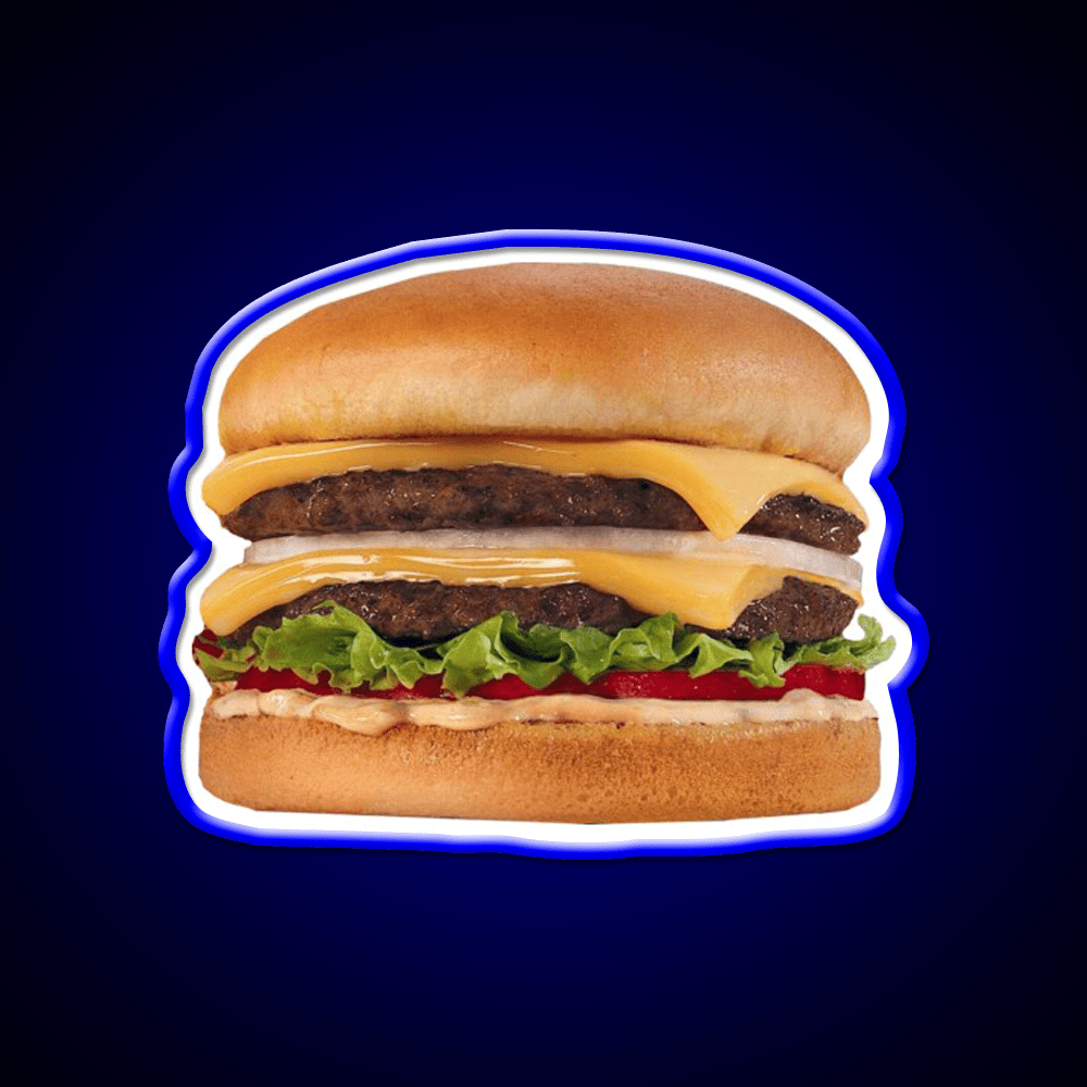 Hamburger Double Double Burger Fast Food Led Neon Sign For Burger Place Rgb Color - Shineneon