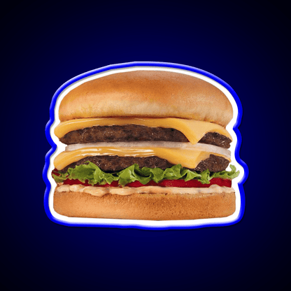 Hamburger Double Double Burger Fast Food Led Neon Sign For Burger Place Rgb Color - Shineneon