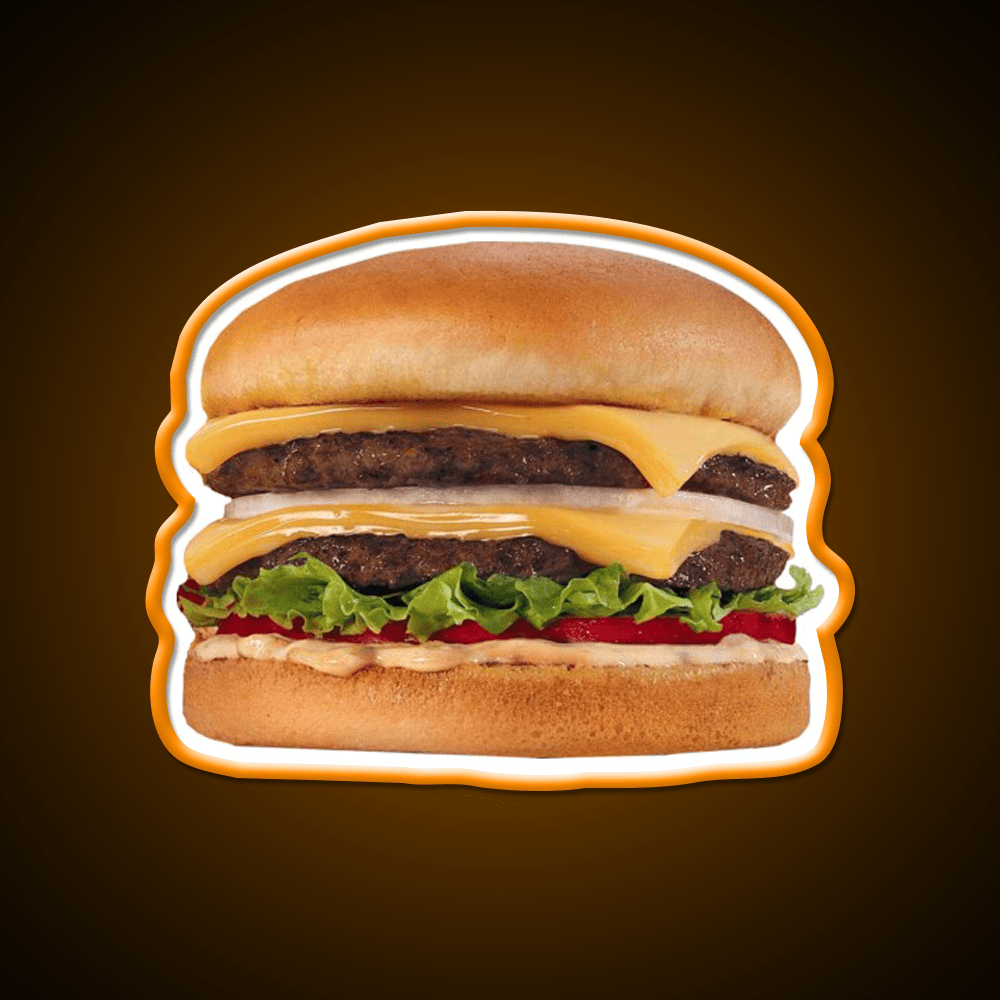 Hamburger Double Double Burger Fast Food Led Neon Sign For Burger Place Rgb Color - Shineneon
