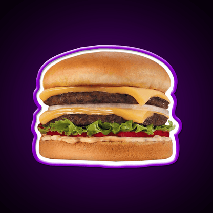 Hamburger Double Double Burger Fast Food Led Neon Sign For Burger Place Rgb Color - Shineneon