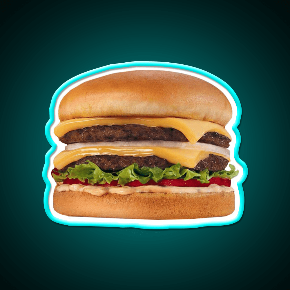 Hamburger Double Double Burger Fast Food Led Neon Sign For Burger Place Rgb Color - Shineneon