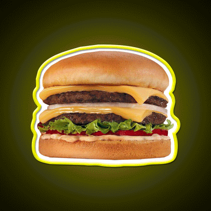 Hamburger Double Double Burger Fast Food Led Neon Sign For Burger Place Rgb Color - Custom LED neon sign front view