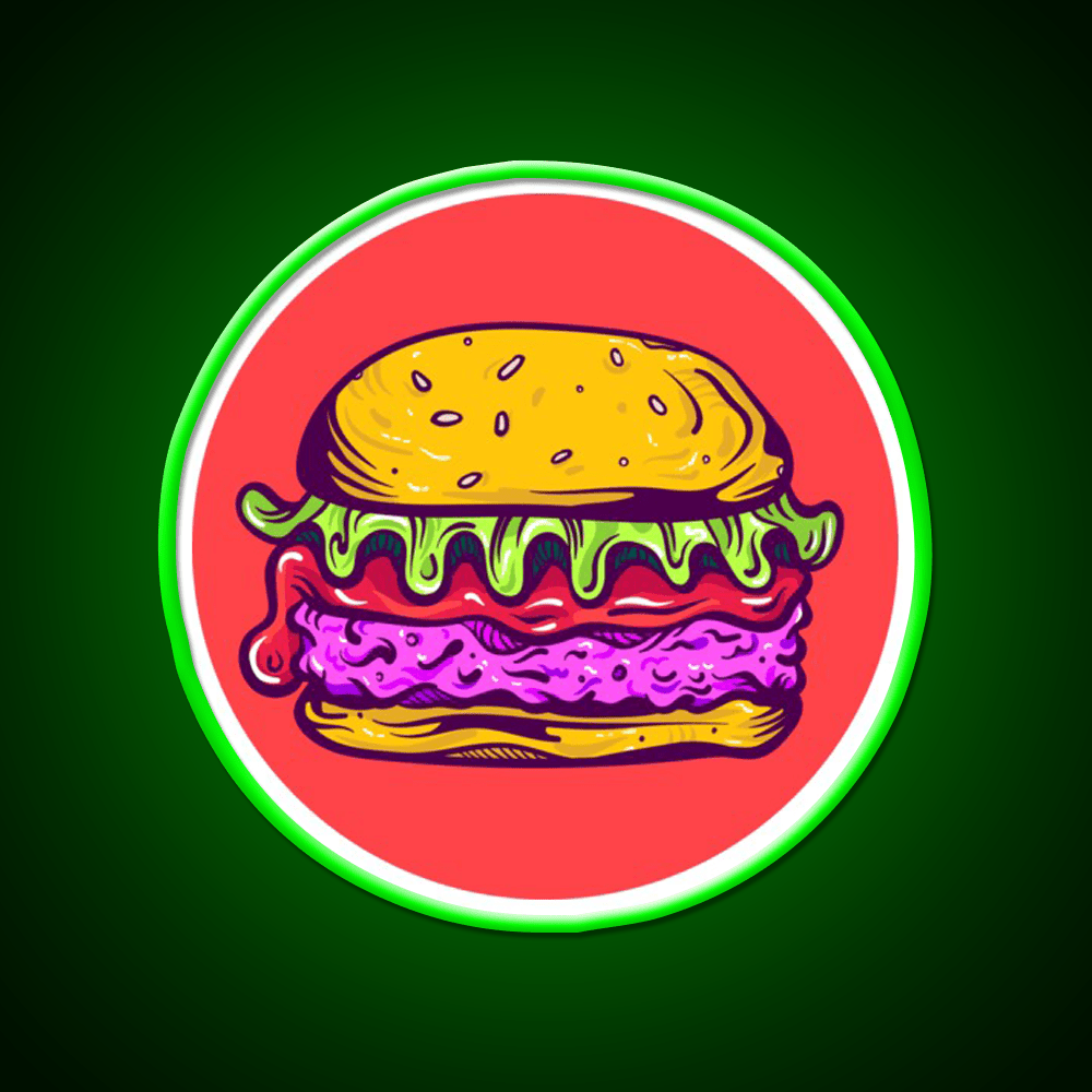 Hamburger Fast Food Led Neon Sign For Burger Place Wall Decor Rgb Color - Shineneon