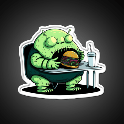 Hamburger Fast Food Lover Alien Appetite Led Neon Sign For Burger Place Rgb Color - Shineneon
