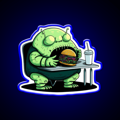Hamburger Fast Food Lover Alien Appetite Led Neon Sign For Burger Place Rgb Color - Shineneon