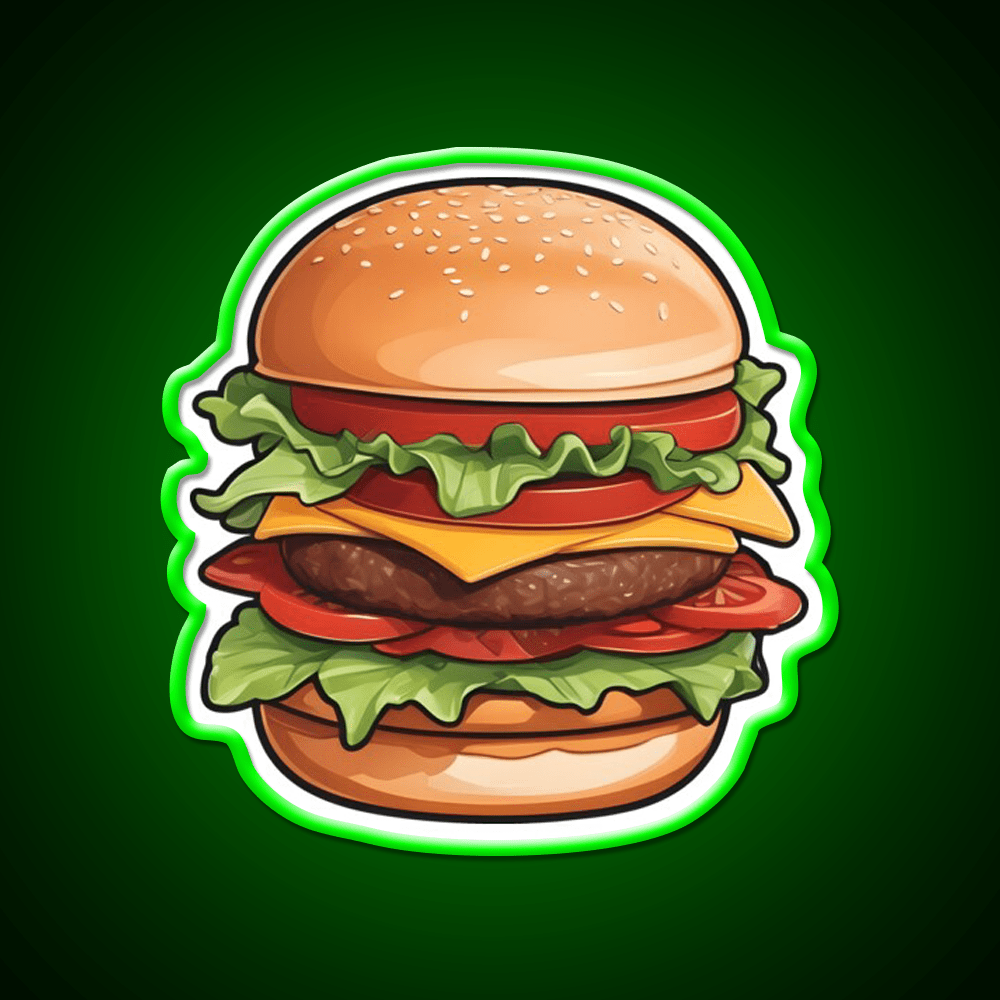 Hamburger Food Burger Fast Food Led Neon Sign For Burger Place Rgb Color - Shineneon
