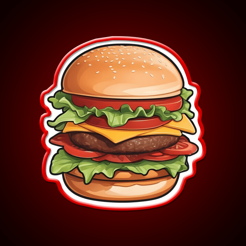 Hamburger Food Burger Fast Food Led Neon Sign For Burger Place Rgb Color - Shineneon