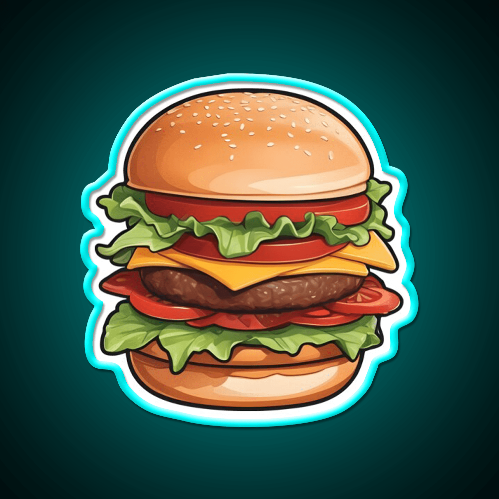 Hamburger Food Burger Fast Food Led Neon Sign For Burger Place Rgb Color - Shineneon