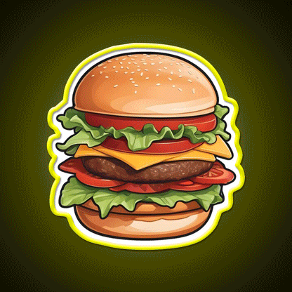 Hamburger Food Burger Fast Food Led Neon Sign For Burger Place Rgb Color - Custom LED neon sign front view