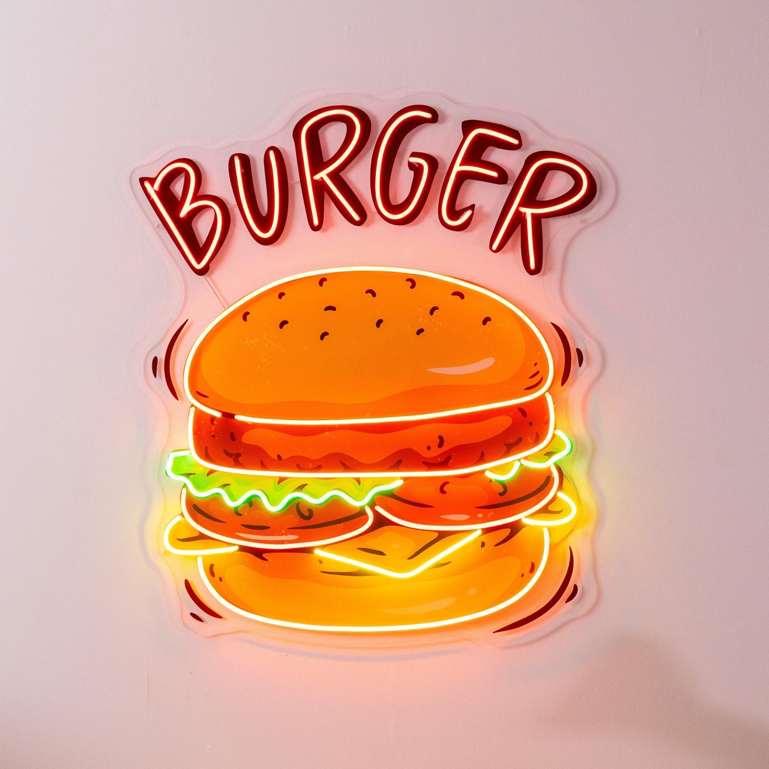 Hamburger Multicolor Uv Printed Led Neon Sign For Restaurant Home Decor | Shineneon