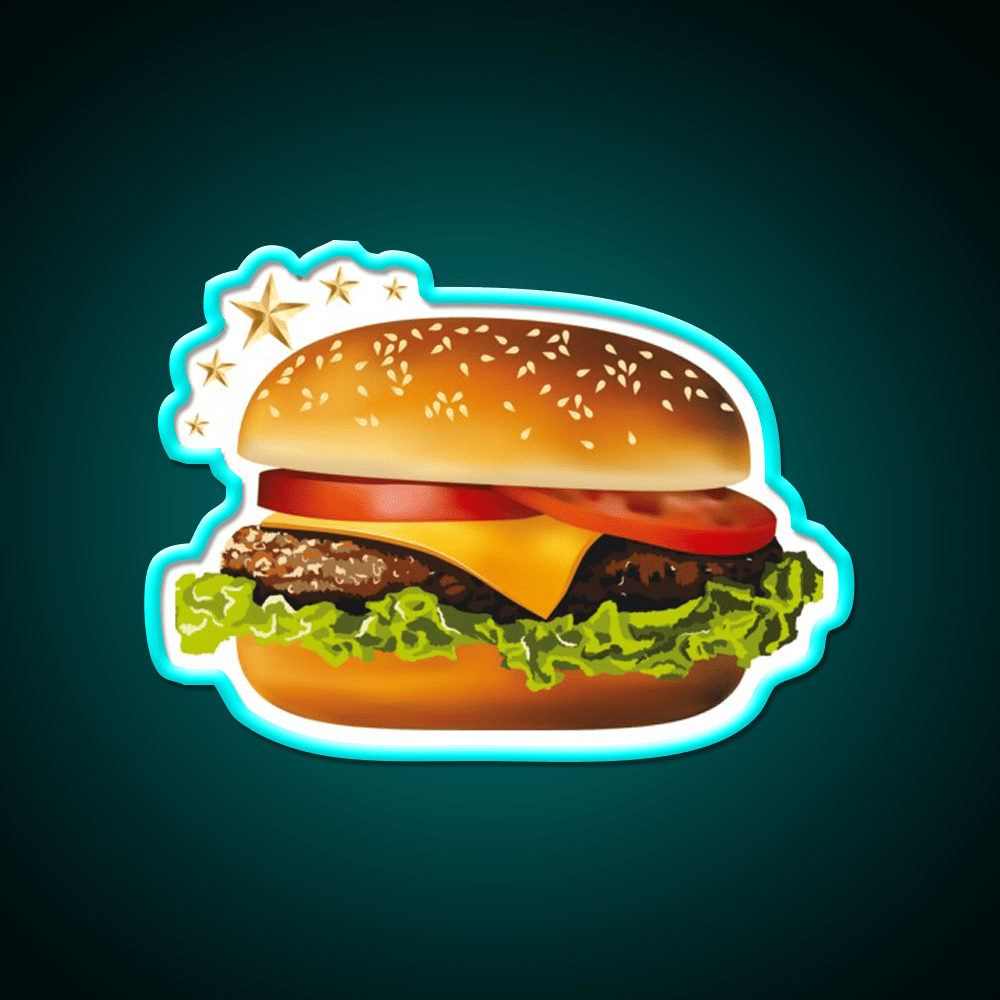 Hamburger Neon Sign Fast Food Led Neon Sign For Burger Place Rgb Color - Shineneon