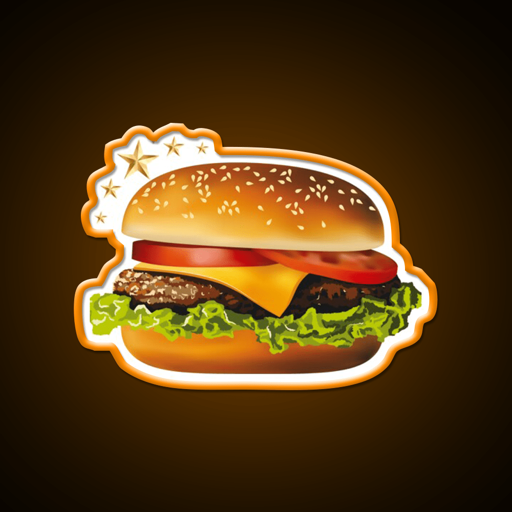 Hamburger Neon Sign Fast Food Led Neon Sign For Burger Place Rgb Color - Shineneon