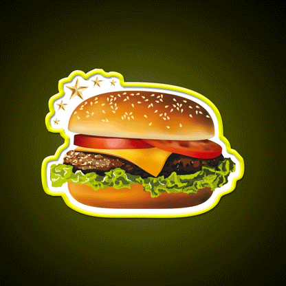 Hamburger Neon Sign Fast Food Led Neon Sign For Burger Place Rgb Color - Custom LED neon sign front view