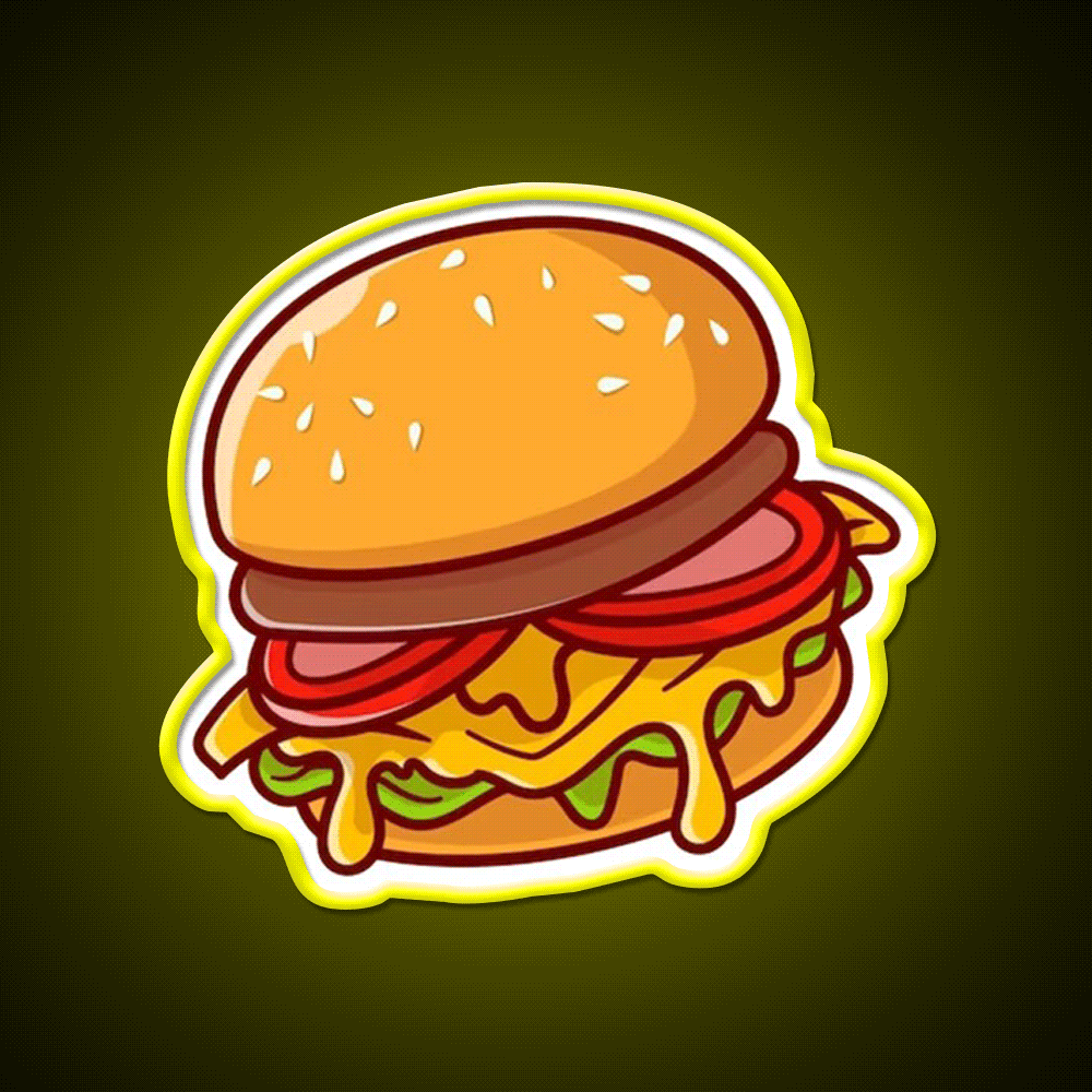 Hamburger Snack Food Led Neon Sign Rgb Color