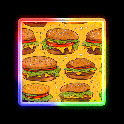 Hamburgers Texture Fast Food Led Neon Sign For Burger Place Rgb Color - LED neon sign close-up detail