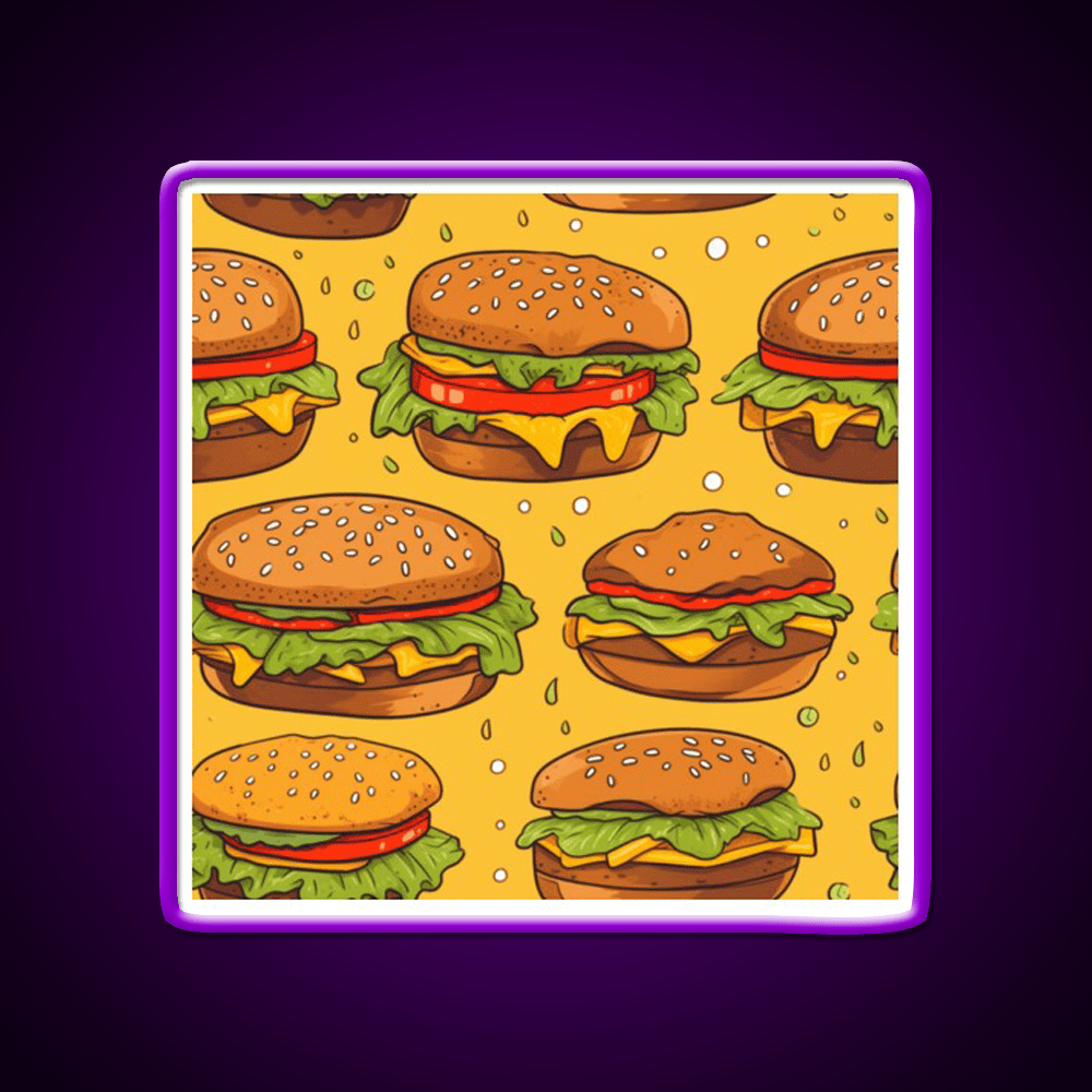 Hamburgers Texture Fast Food Led Neon Sign For Burger Place Rgb Color - Shineneon