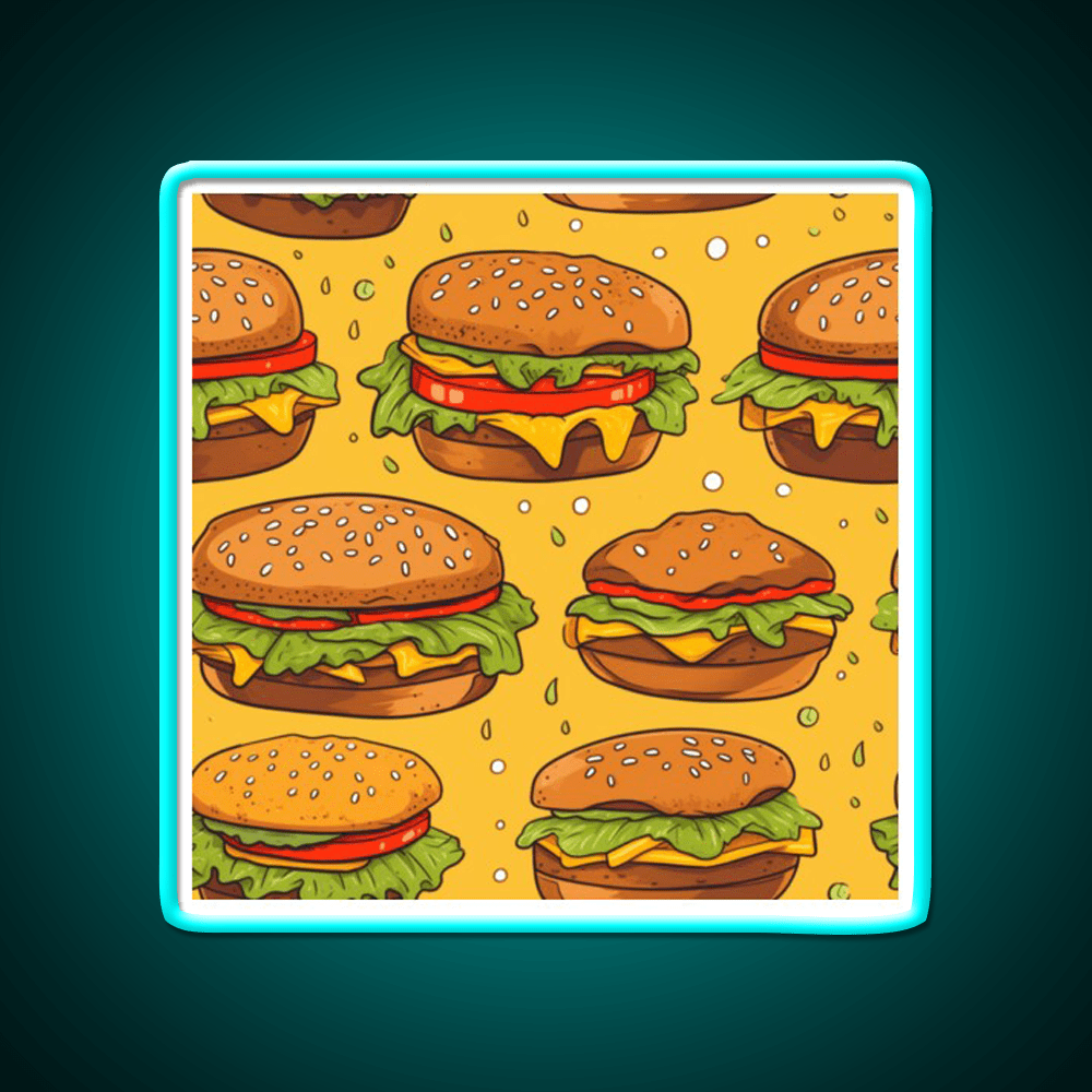 Hamburgers Texture Fast Food Led Neon Sign For Burger Place Rgb Color - Shineneon