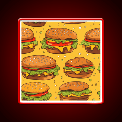 Hamburgers Texture Fast Food Led Neon Sign For Burger Place Rgb Color - Shineneon