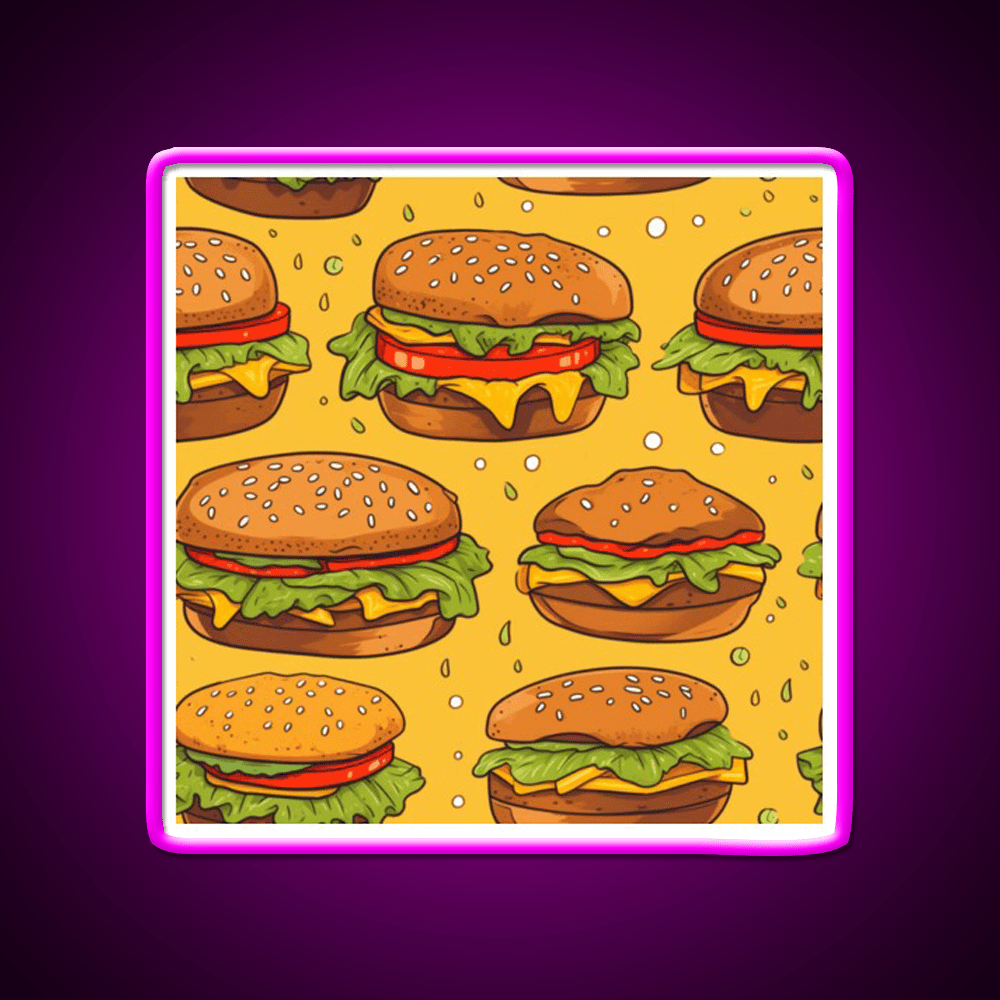 Hamburgers Texture Fast Food Led Neon Sign For Burger Place Rgb Color - Shineneon