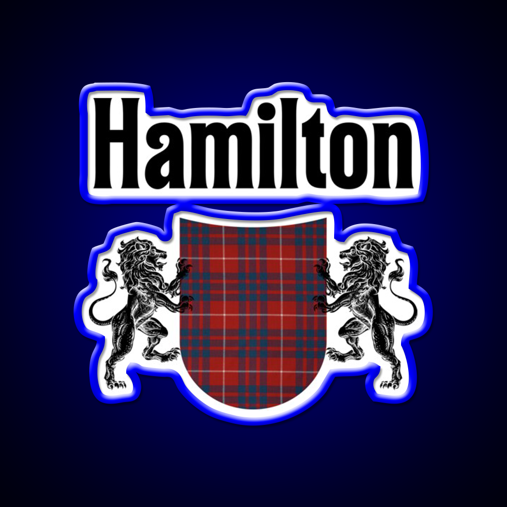 Hamilton Clan Scottish Coat Of Arms Tartan Whiskey Drink Bar Led Neon Sign Rgb Color